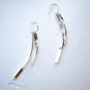 Twisted Silver Band Dangle Earrings
